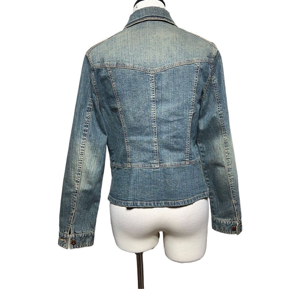 Spanner Denim Jacket Red Jeweled Buttons Jean Jacket Size 8 - Picture 4 of 5
